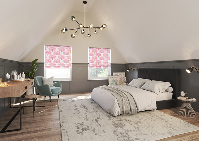 Classic Woodland, Pink Blossom - Motorised Roman Blind - Image 6